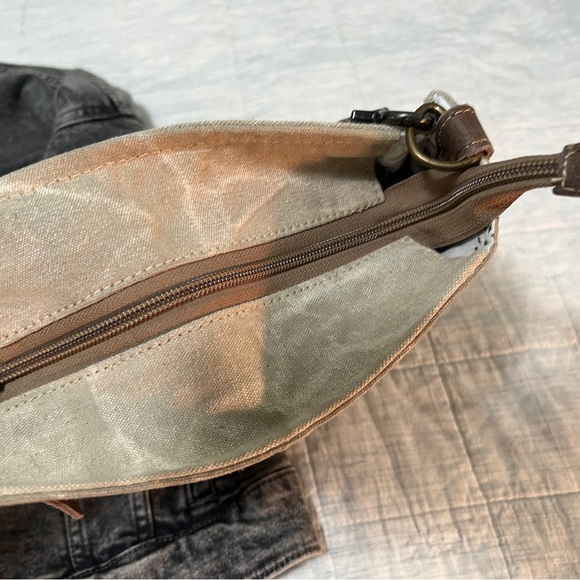 Canvas Shoulder Bag - Brown and Black by Myra Bag - Picture 5 of 11